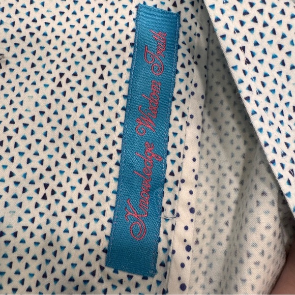 Robert Graham Shirt Mens Sz XL Blue & White Tiny Check Tailored Fit Flip Cuff - Picture 6 of 12